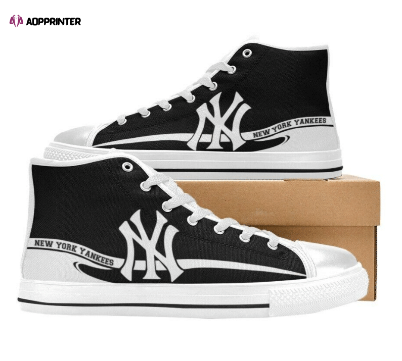 New York Yankees MLB Baseball Custom Canvas High Top Shoes New York Yankees MLB Baseball Custom Canvas High Top Shoes