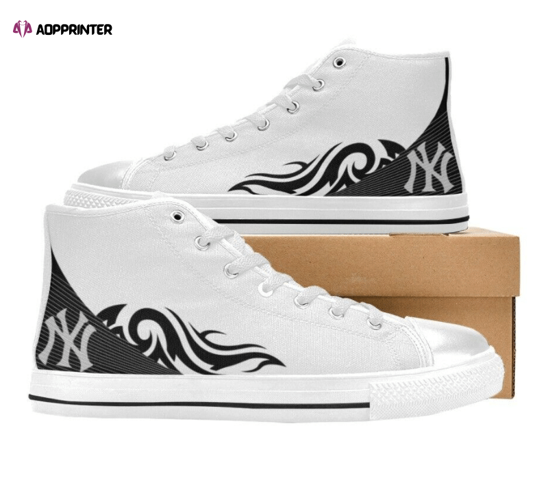 New York Yankees MLB Baseball Custom Canvas High Top Shoes New York Yankees MLB Baseball Custom Canvas High Top Shoes