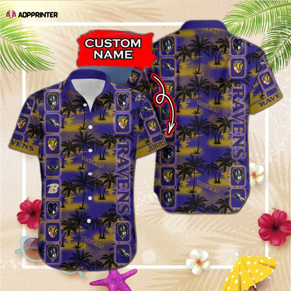 NFL Baltimore Ravens Hawaiian Shirt & Short Custom Name NFL Baltimore Ravens Hawaiian Shirt & Short Custom Name