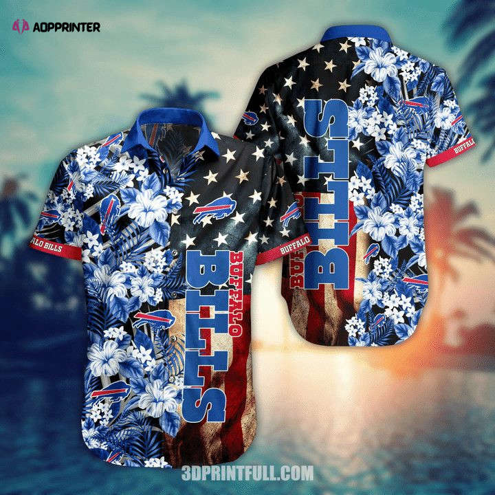 NFL Buffalo Bills Flower Tropical American Flag Hawaiian Shirt Men & Women Aloha Shirt NFL Buffalo Bills Flower Tropical American Flag Hawaiian Shirt Men & Women Aloha Shirt