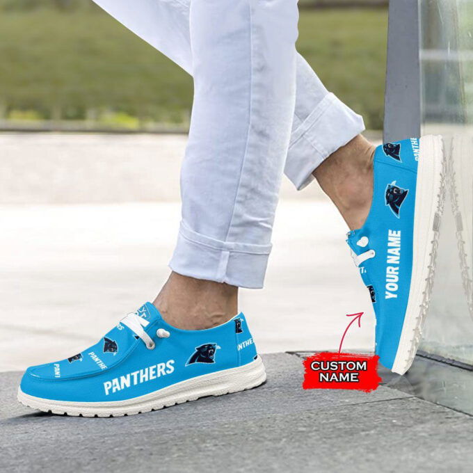 NFL Carolina Panthers Hey Dude Shoes Wally Lace Up Loafers Moccasin Slippers