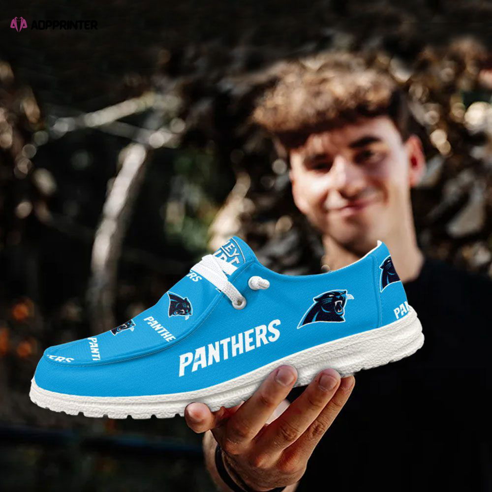 NFL Carolina Panthers Hey Dude Shoes Wally Lace Up Loafers Moccasin Slippers NFL Carolina Panthers Hey Dude Shoes Wally Lace Up Loafers Moccasin Slippers