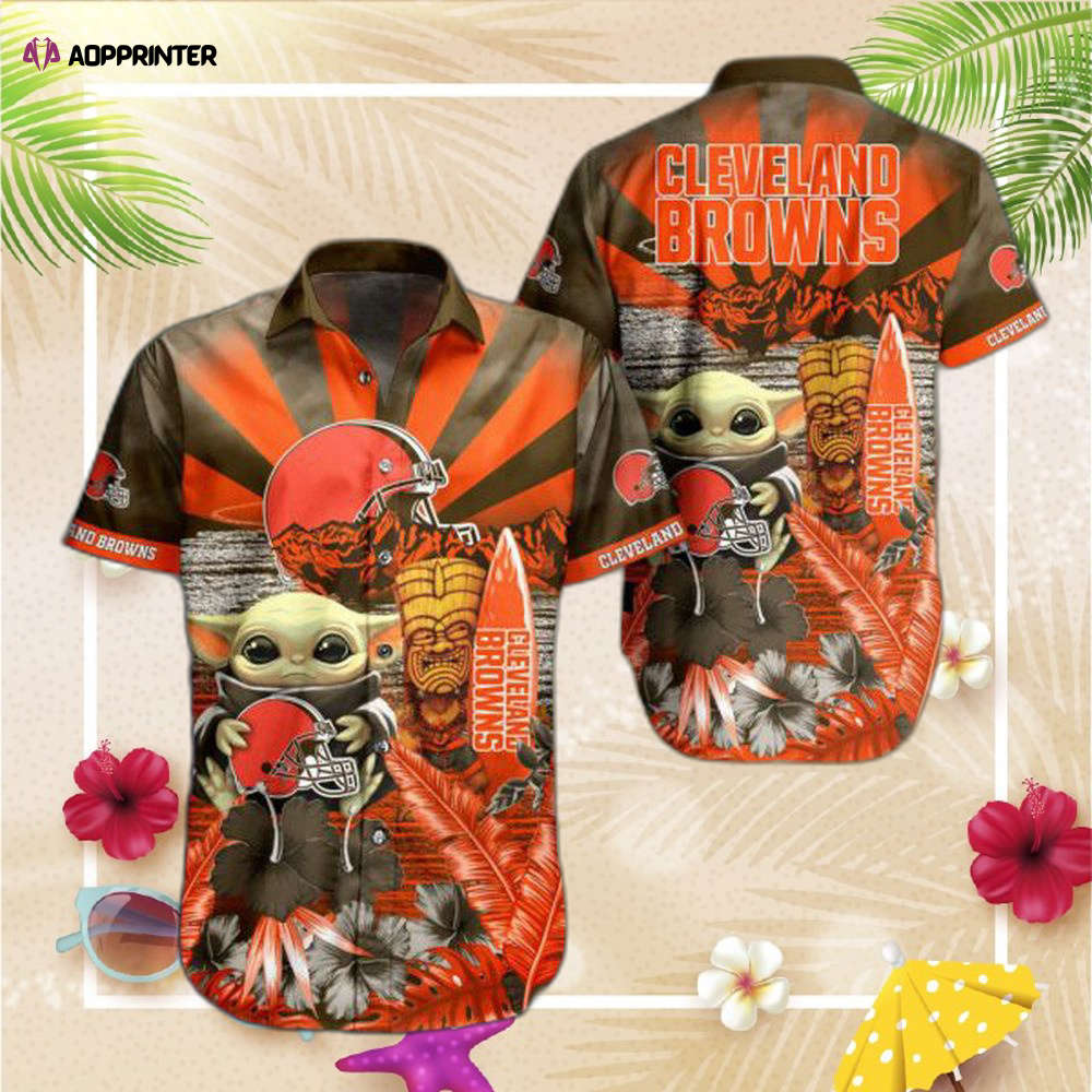 NFL Cleveland Browns Hawaiian Shirt Baby Yoda Style NFL Cleveland Browns Hawaiian Shirt Baby Yoda Style