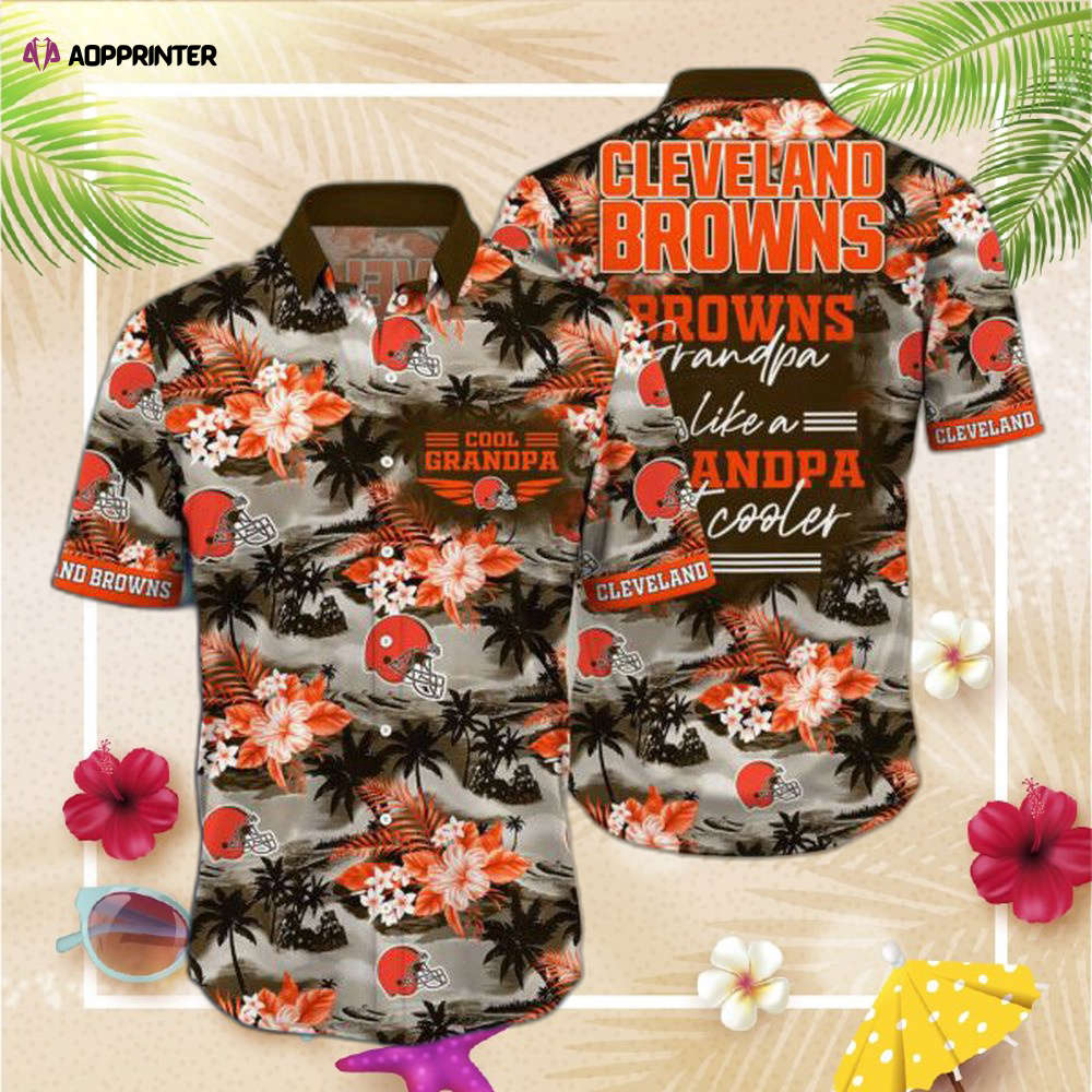 NFL Cleveland Browns Hawaiian Shirt For Grandparent New NFL Cleveland Browns Hawaiian Shirt For Grandparent New