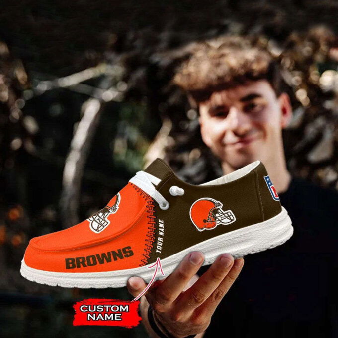 NFL Cleveland Browns Hey Dude Shoes Wally Lace Up Loafers Moccasin Slippers