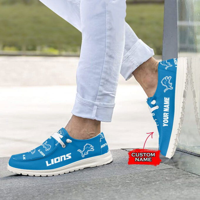 NFL Detroit Lions Hey Dude Shoes Wally Lace Up Loafers Moccasin Slippers HDS0277