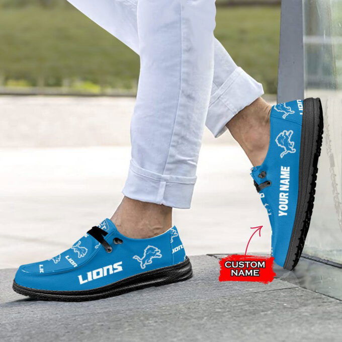 NFL Detroit Lions Hey Dude Shoes Wally Lace Up Loafers Moccasin Slippers HDS0277