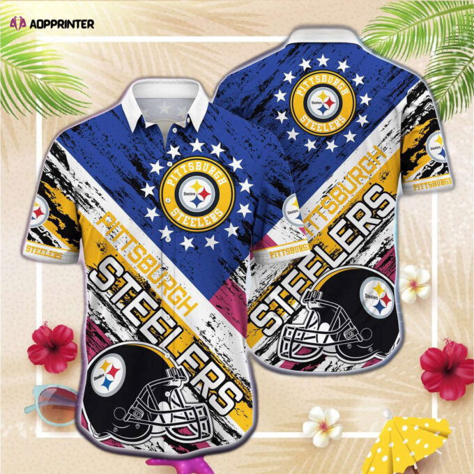 NFL Hawaiian Shirt Pittsburgh Steelers and Tshirt rugby helmet