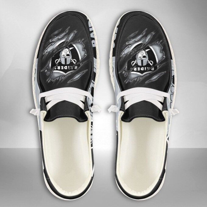 NFL Las Vegas Raiders Hey Dude Shoes Wally Lace Up Loafers Moccasin Slippers