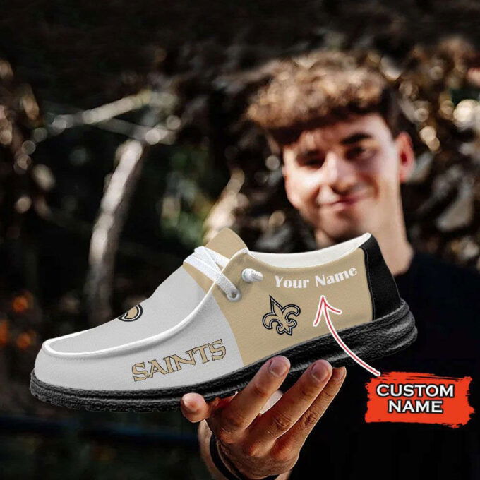 NFL New Orleans Saints Hey Dude Shoes Wally Lace Up Loafers Moccasin Slippers