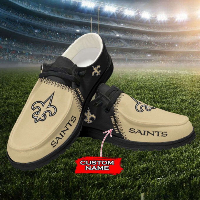 NFL New Orleans Saints Hey Dude Shoes Wally Lace Up Loafers Moccasin Slippers