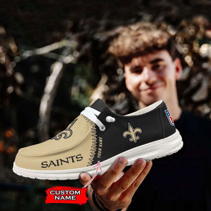 NFL New Orleans Saints Hey Dude Shoes Wally Lace Up Loafers Moccasin Slippers