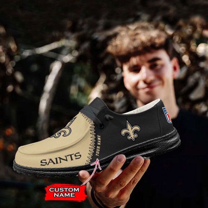 NFL New Orleans Saints Hey Dude Shoes Wally Lace Up Loafers Moccasin Slippers