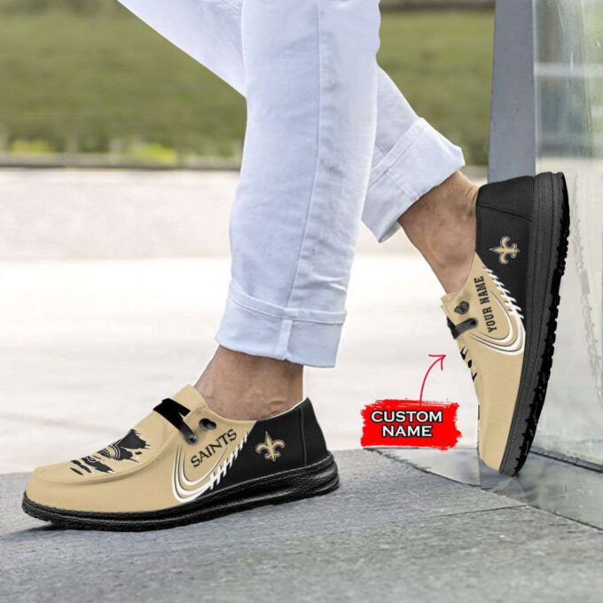 NFL New Orleans Saints Hey Dude Shoes Wally Lace Up Loafers Moccasin Slippers Fan Gifts