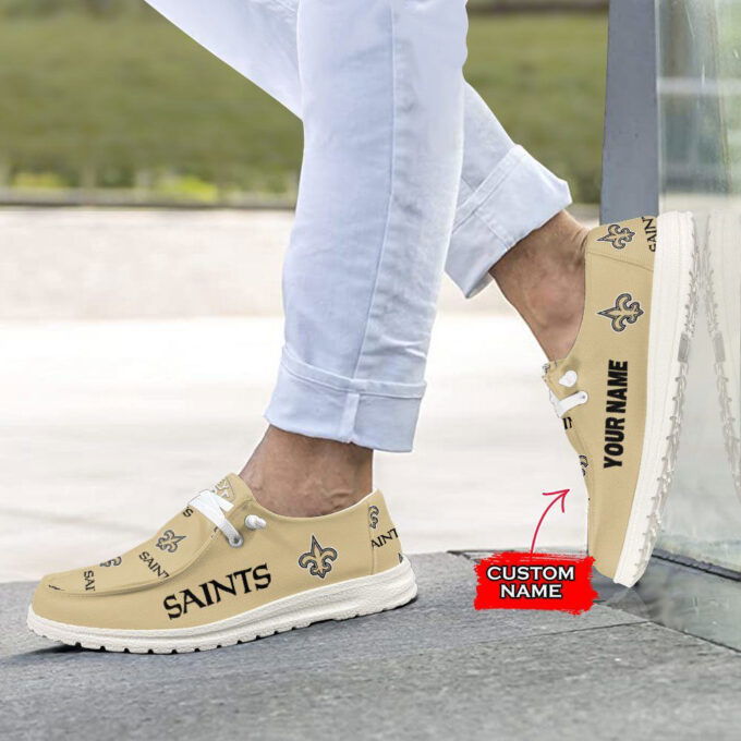 NFL New Orleans Saints Hey Dude Shoes Wally Lace Up Loafers Moccasin Slippers HDS0794