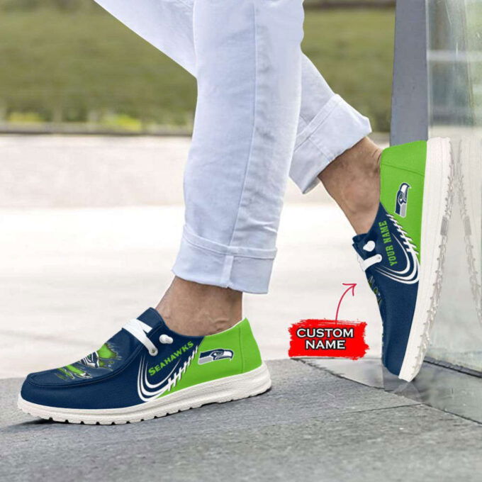 NFL Seattle Seahawks Hey Dude Shoes Wally Lace Up Loafers Moccasin Slippers HDS1063