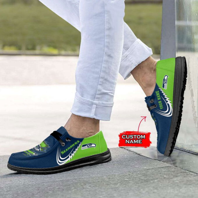 NFL Seattle Seahawks Hey Dude Shoes Wally Lace Up Loafers Moccasin Slippers HDS1063