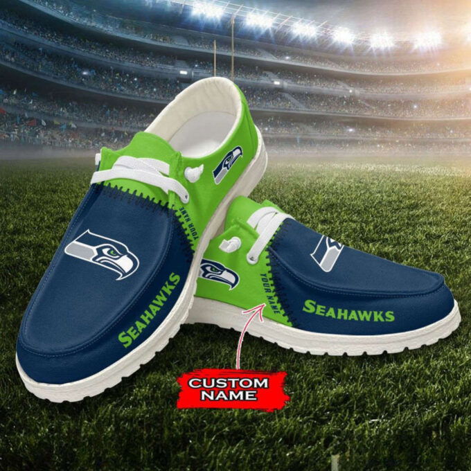 NFL Seattle Seahawks Hey Dude Shoes Wally Lace Up Loafers Moccasin Slippers HDS1066