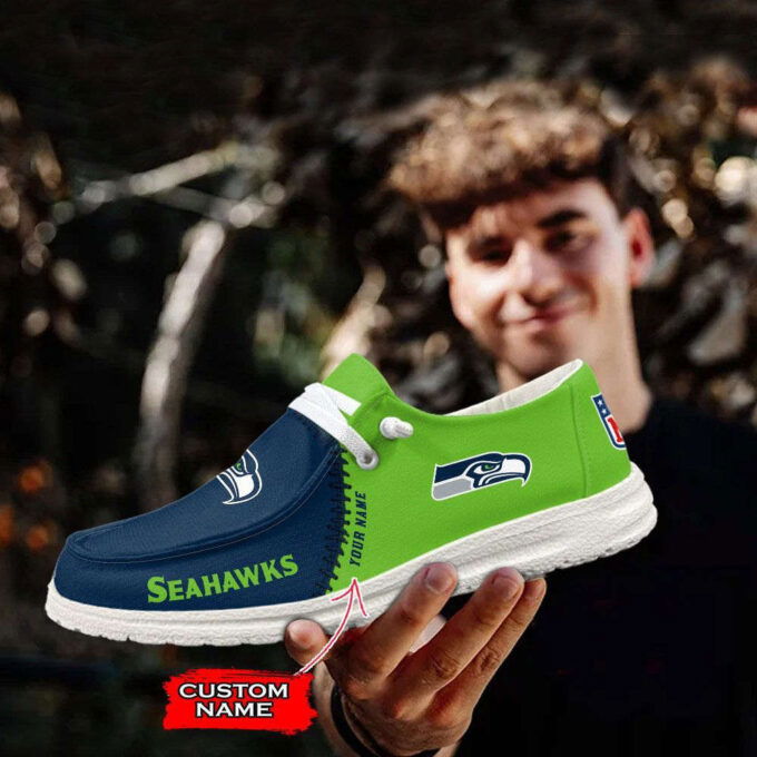 NFL Seattle Seahawks Hey Dude Shoes Wally Lace Up Loafers Moccasin Slippers HDS1066