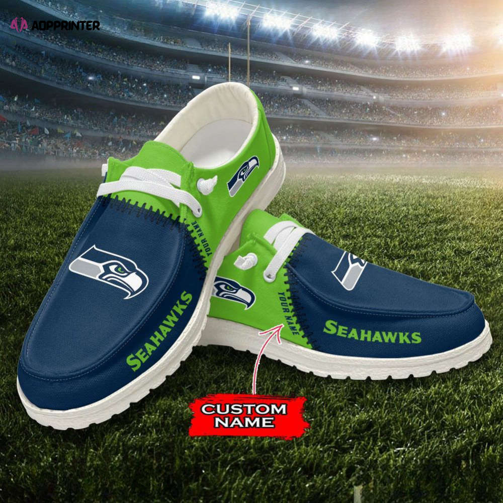 NFL Seattle Seahawks Hey Dude Shoes Wally Lace Up Loafers Moccasin Slippers HDS1066 NFL Seattle Seahawks Hey Dude Shoes Wally Lace Up Loafers Moccasin Slippers HDS1066
