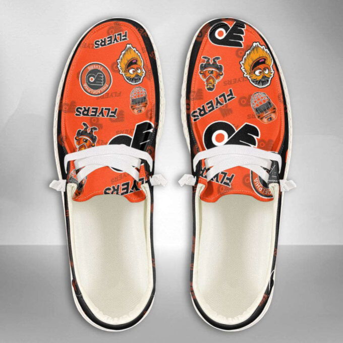 NHL Philadelphia Flyers Hey Dude Shoes Wally Lace Up Loafers Moccasin Slippers
