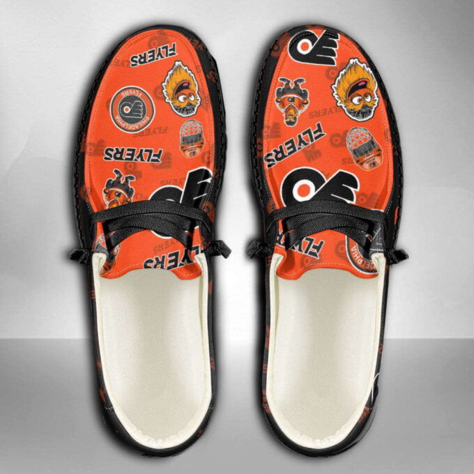 NHL Philadelphia Flyers Hey Dude Shoes Wally Lace Up Loafers Moccasin Slippers