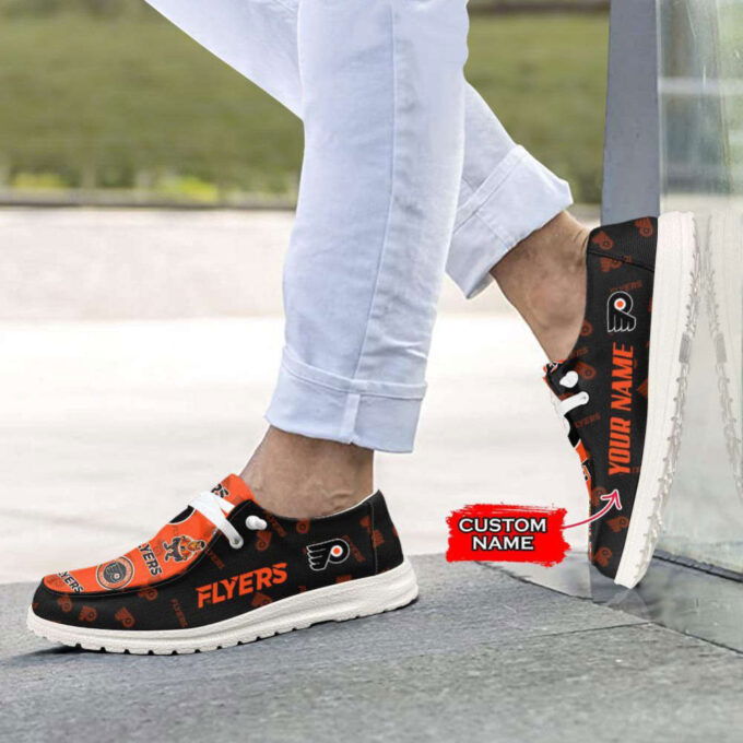 NHL Philadelphia Flyers Hey Dude Shoes Wally Lace Up Loafers Moccasin Slippers