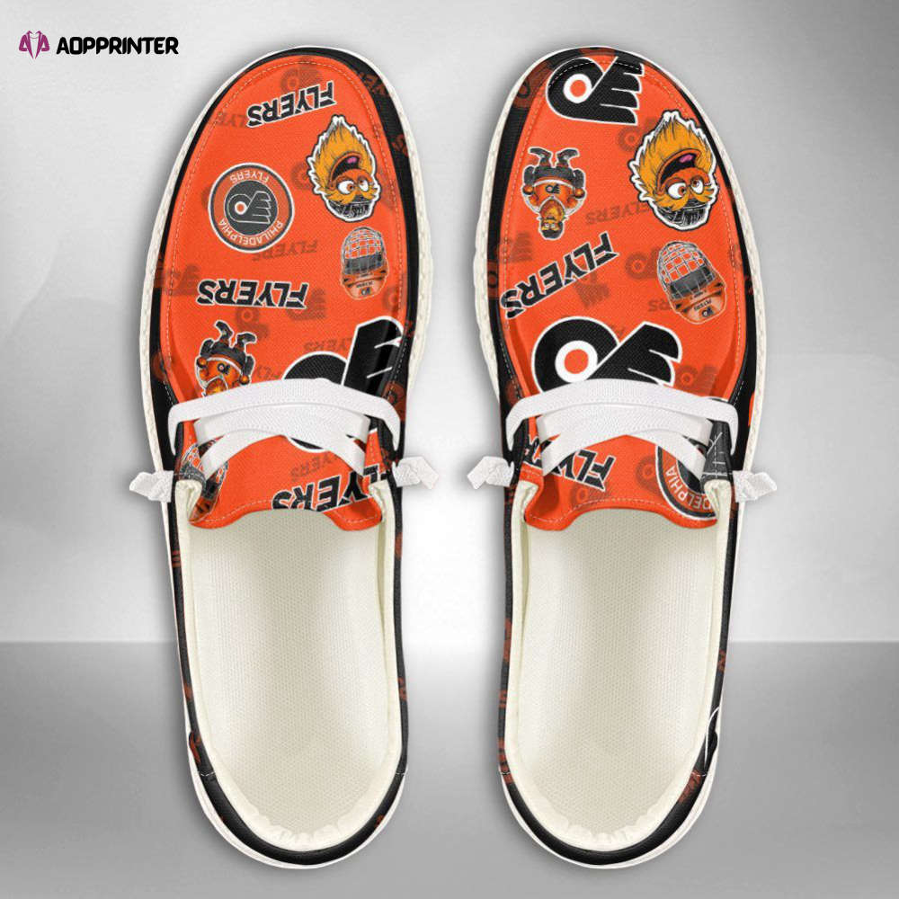 NHL Philadelphia Flyers Hey Dude Shoes Wally Lace Up Loafers Moccasin Slippers NHL Philadelphia Flyers Hey Dude Shoes Wally Lace Up Loafers Moccasin Slippers
