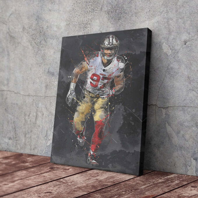 Nick Bosa Art San Francisco 49ers NFL Canvas Wall Art Home Decor Framed Poster Man Cave Gift