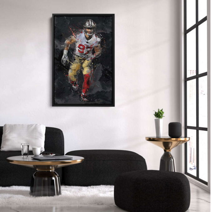 Nick Bosa Art San Francisco 49ers NFL Canvas Wall Art Home Decor Framed Poster Man Cave Gift