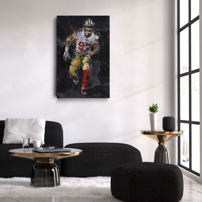 Nick Bosa Art San Francisco 49ers NFL Canvas Wall Art Home Decor Framed Poster Man Cave Gift