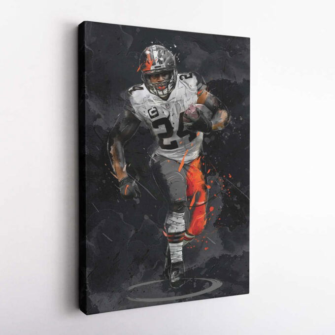 Nick Chubb Art Cleveland Browns NFL Canvas Wall Art Home Decor Framed Poster Man Cave Gift