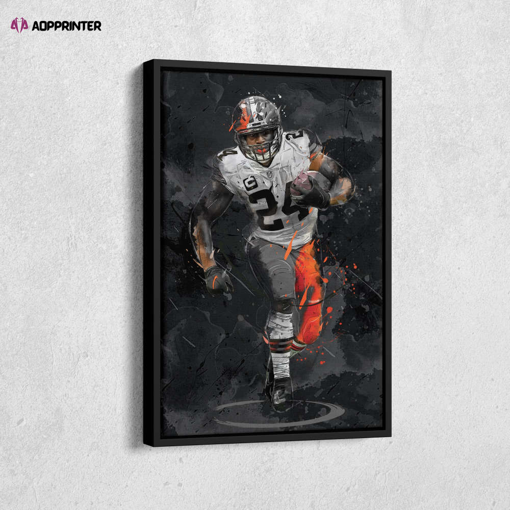 Nick Chubb Art Cleveland Browns NFL Canvas Wall Art Home Decor Framed Poster Man Cave Gift Nick Chubb Art Cleveland Browns NFL Canvas Wall Art Home Decor Framed Poster Man Cave Gift