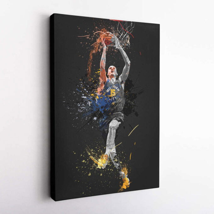 Nikola Jokic Art Dunk Denver Nuggets NBA Wall Art Home Decor Hand Made Poster Canvas Print