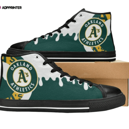 Cart 2 Oakland Athletics MLB Baseball Custom Canvas High Top Shoes