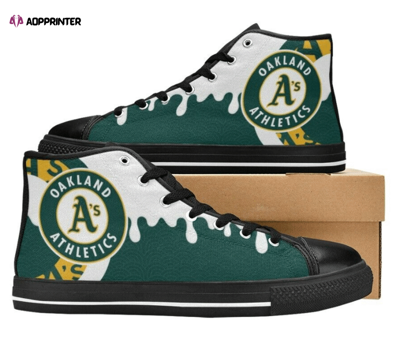 Oakland Athletics MLB Baseball Custom Canvas High Top Shoes Oakland Athletics MLB Baseball Custom Canvas High Top Shoes