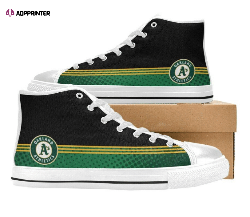 Oakland Athletics MLB Baseball Custom Canvas High Top Shoes Oakland Athletics MLB Baseball Custom Canvas High Top Shoes