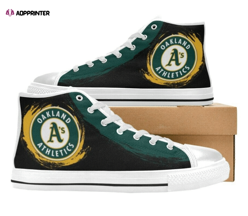 Oakland Athletics MLB Baseball Custom Canvas High Top Shoes Oakland Athletics MLB Baseball Custom Canvas High Top Shoes
