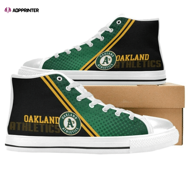Oakland Athletics MLB Baseball Custom Canvas High Top Shoes Oakland Athletics MLB Baseball Custom Canvas High Top Shoes