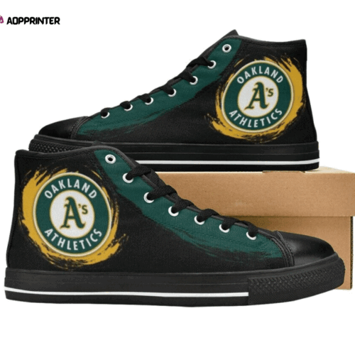 Cart 4 Oakland Athletics MLB Baseball Custom Canvas High Top Shoes
