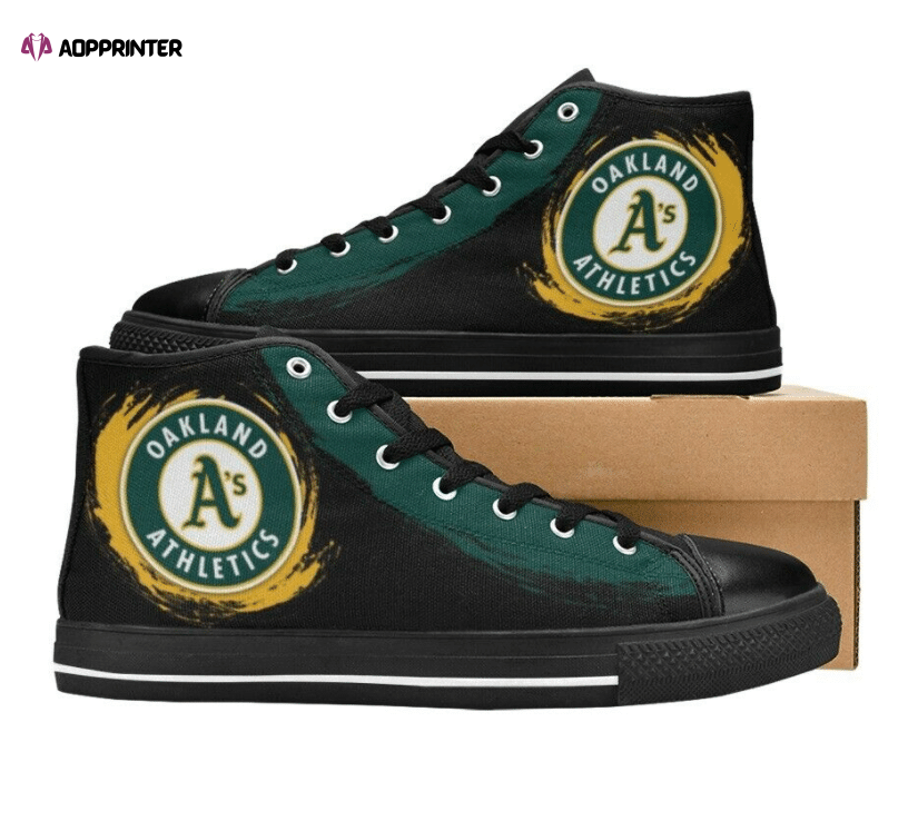 Oakland Athletics MLB Baseball Custom Canvas High Top Shoes Oakland Athletics MLB Baseball Custom Canvas High Top Shoes