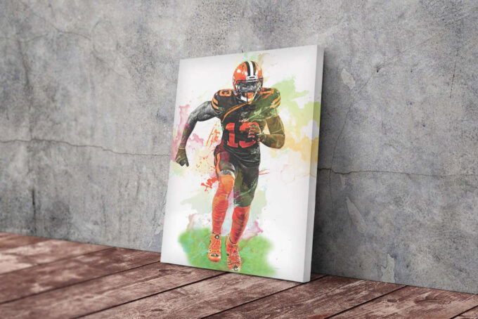 Odell Beckham JR Art Poster Cleveland Browns NFL Canvas Unique Design Wall Art Print Hand Made Ready to Hang Custom Design
