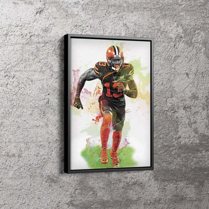 Odell Beckham JR Art Poster Cleveland Browns NFL Canvas Unique Design Wall Art Print Hand Made Ready to Hang Custom Design