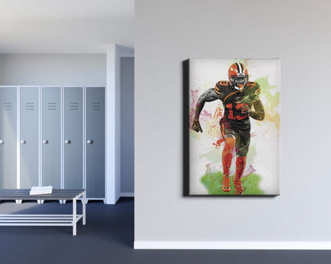 Odell Beckham JR Art Poster Cleveland Browns NFL Canvas Unique Design Wall Art Print Hand Made Ready to Hang Custom Design