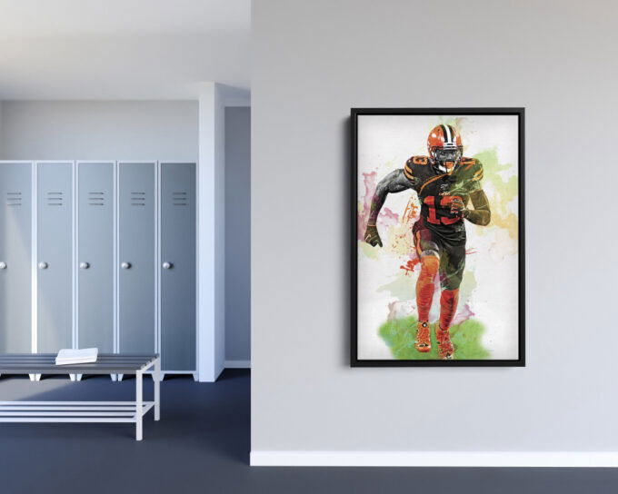 Odell Beckham JR Art Poster Cleveland Browns NFL Canvas Unique Design Wall Art Print Hand Made Ready to Hang Custom Design