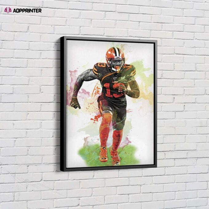 Odell Beckham JR Art Poster Cleveland Browns NFL Canvas Unique Design Wall Art Print Hand Made Ready to Hang Custom Design