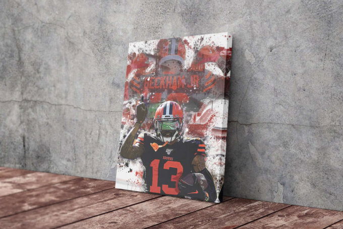 Odell Beckham Paint Poster Cleveland Browns Canvas Unique Design Wall Art Print Hand Made Ready to Hang Custom Design