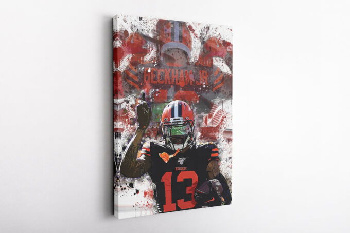 Odell Beckham Paint Poster Cleveland Browns Canvas Unique Design Wall Art Print Hand Made Ready to Hang Custom Design