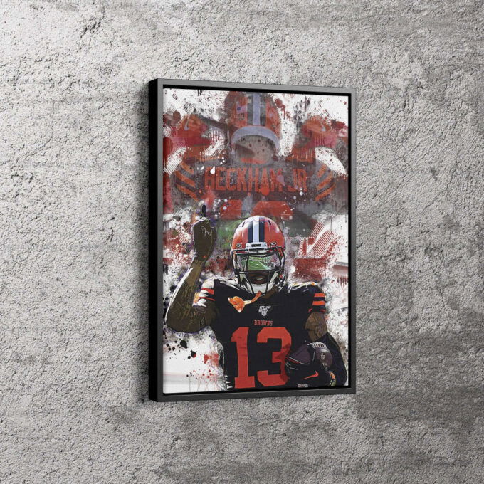 Odell Beckham Paint Poster Cleveland Browns Canvas Unique Design Wall Art Print Hand Made Ready to Hang Custom Design