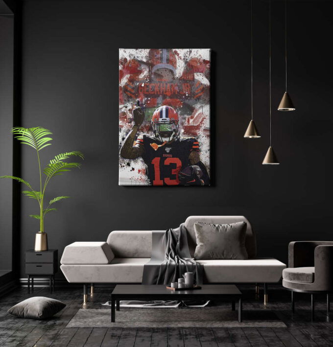 Odell Beckham Paint Poster Cleveland Browns Canvas Unique Design Wall Art Print Hand Made Ready to Hang Custom Design